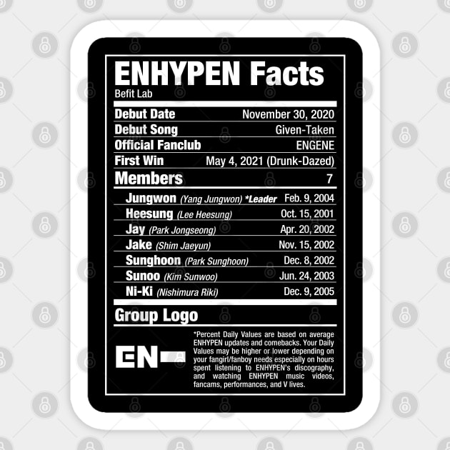 ENHYPEN Kpop Nutritional Facts 2 Sticker by skeletonvenus